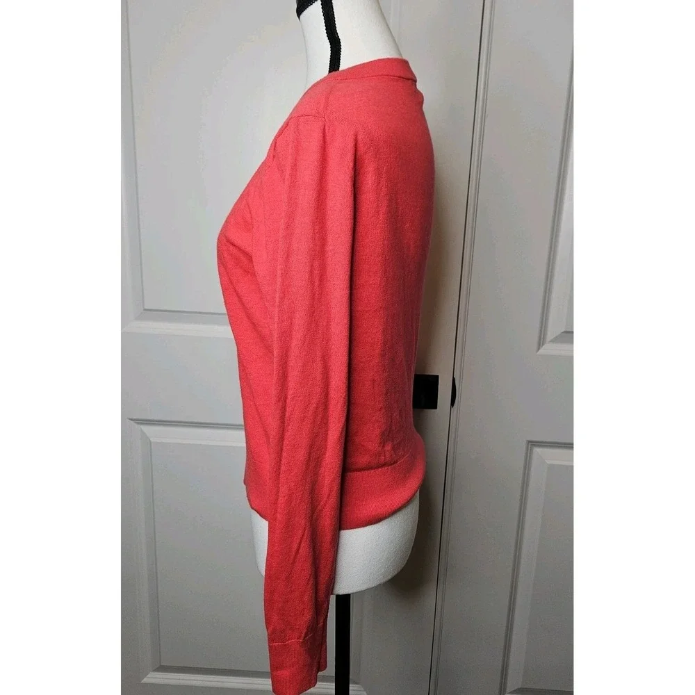 Kate Spade Cardigan Sweater Size Small Pink Bow Trim Jewel Rhinestone Buttons‎